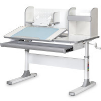 Детский стол Mealux Vancouver Multicolor с полкой (арт.BD-620 W/G MC с полкой- столешница белая / накладки серые (коробок 3 шт.)