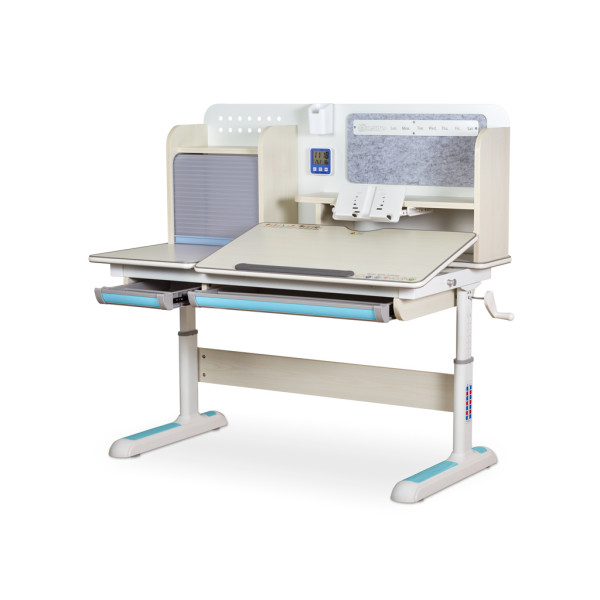 Детский стол Mealux Winnipeg Multicolor MG + BL (арт.BD-630 MG + BL Multicolor) - столешница береза / ножки белые, накладки серые и голубые (коробок-1 шт.)