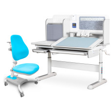 Комплект Mealux Winnipeg WG/G+Omega KBL (арт.BD-630 WG/G+Y-220 KBL) - стільниця біла, накладки сірі / оббивка блакитна однотонна (коробок-2 шт.)