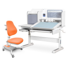 Комплект Mealux Winnipeg WG/G+Omega KY (арт.BD-630 WG/G+Y-220 KY) - стільниця біла, накладки сірі / оббивка помаранчева однотонна (коробок-2 шт.)