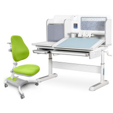 Комплект Mealux Winnipeg WG/G+Omega KZ (арт.BD-630 WG/G+Y-220 KZ) - стільниця біла, накладки сірі / оббивка зелена однотонна (коробок-2 шт.)