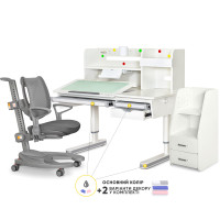 Комплект (L) Mealux Montreal 2 Grey (парта+крісло+тумба) (арт.BD-670_2WG+Полиця+Y-1030+C-12 GREY) - колір пластика сірий / обивка сіра (коробок 5 шт.)