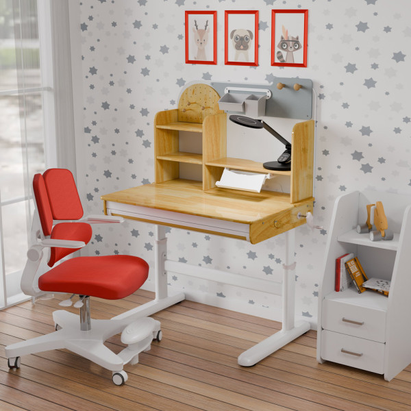 Дитячий стіл Mealux Timberdesk S (арт. BD-685 Wood S) - стільниця дерево / ніжки білі (коробок 1 шт.)