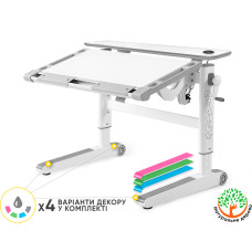 Детский стол Mealux Ergowood M Multicolor W Energy (арт.BD-800 W/MC Energy) - столешница белая / накладки на ножках серые (коробок-2 шт.)