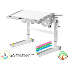 Дитячий стіл Mealux Ergowood L Multicolor W (арт. BD-810 W/MC) - стільниця біла / накладки на ніжках сірі (коробок-2 шт.)