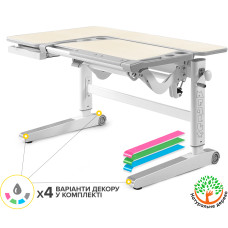 Дитячий стіл Mealux Kingwood Multicolor TG (арт. BD-820 TG/MC) - стільниця береза / накладки на ніжках сірі (коробок-2 шт.)