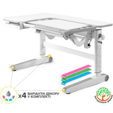 Дитячий стіл Mealux Kingwood Multicolor W (арт. BD-820 W/MC) - стільниця біла / накладки на ніжках сірі (коробок-2 шт.)