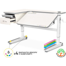 Дитячий стіл Mealux Woodville Multicolor TG Energy (арт.BD-850 TG/MC Energy) - стільниця береза / накладки на ніжках сірі (коробок-2 шт.)