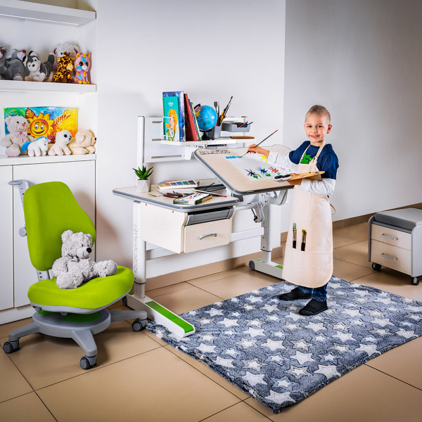 Дитячий стіл Mealux Woodville Multicolor TG Energy (арт.BD-850 TG/MC Energy) - стільниця береза / накладки на ніжках сірі (коробок-2 шт.)