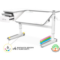 Дитячий стіл Mealux Woodville Multicolor W Energy (арт.BD-850 W/MC Energy) - стільниця біла / накладки на ніжках сірі (коробок-2 шт.)