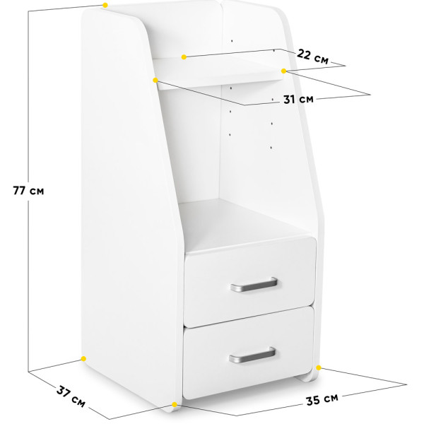 Тумбочка Mealux BD-C12 White с надстройкой (арт. BD-C12 W) - цвет белый (коробок 1 шт.)