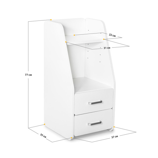 Тумбочка Mealux BD-C12 White с надстройкой (арт. BD-C12 W) - цвет белый (коробок 1 шт.)
