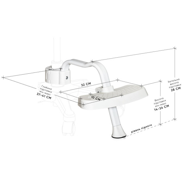 Подставка для кресел Mealux BD-P4 White ( арт. BD-P4 W) - пластик белый ( коробок - 1шт.)