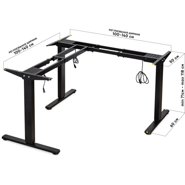 Каркас Mealux Powerframe Trio Black (арт. BS-30 Black) - с тремя моторами угловой / черный (коробок 1 шт.)