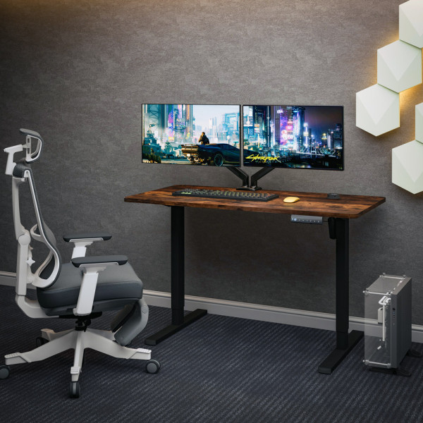 Стол Mealux PowerDesk Energy Antique c электрорегулировкой высоты (арт. EVO-201 Energy A/B) - столешница античный дуб / ножки черные (коробок 2 шт.)