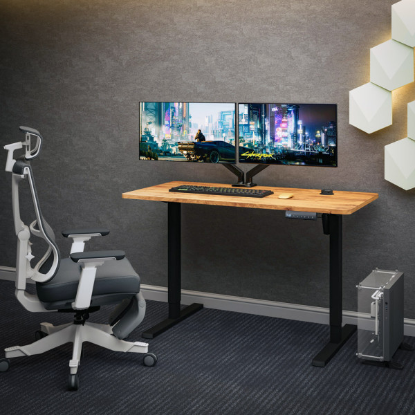 Стол Mealux PowerDesk Energy Mahogany c электрорегулировкой высоты (арт. EVO-201 Energy Mahogany/B) - столешница красное дерево / ножки черные (коробок 2 шт.)