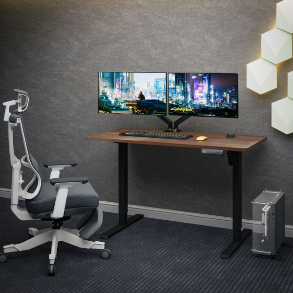 Стіл Mealux PowerDesk Energy Walnut з електрорегулюванням висоти (арт. EVO-201 Energy Walnut/B) - стільниця горіх / ніжки чорні (коробок-2 шт.)