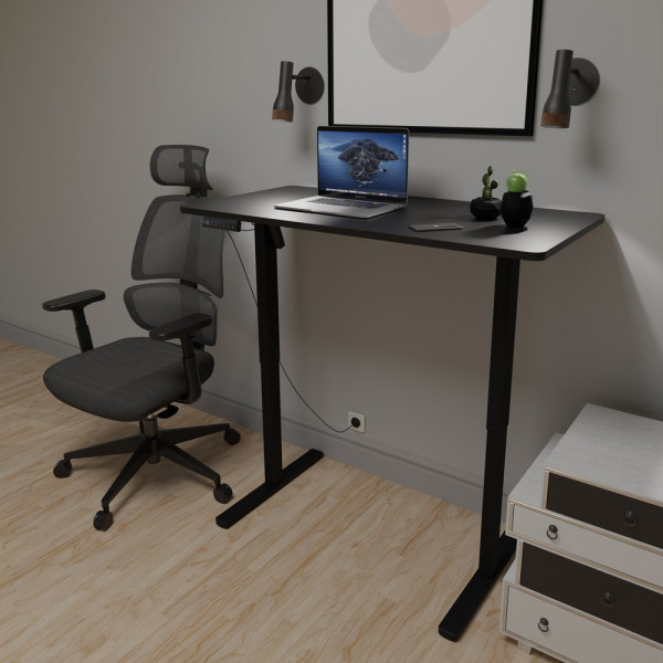 Стол Mealux PowerDesk Lite Black c электрорегулировкой высоты (арт. EVO-201 Lite B/B) - столешница черная / ножки черные (коробок-2 шт.)