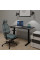 Комплект Mealux PowerDesk Lite Black + Leo Air Grey Blue (арт. EVO-201 Lite B/B +Y 546 KBGL) - стільниця чорна / оббивка сіро-блакитна (коробок 3 шт.)