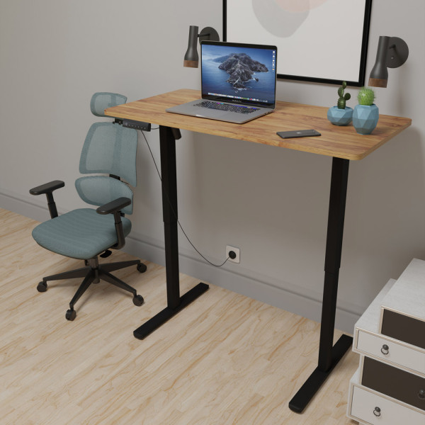 Стіл Mealux PowerDesk Lite Mahogany з електрорегулюванням висоти (арт. EVO-201 Lite Mahogany/B) - стільниця червоне дерево / ніжки чорні (коробок 2 шт.)