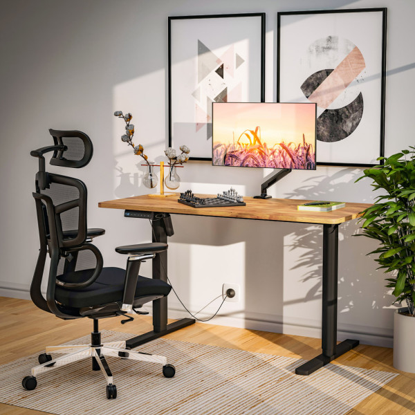 Стіл Mealux PowerDesk Lite Mahogany з електрорегулюванням висоти (арт. EVO-201 Lite Mahogany/B) - стільниця червоне дерево / ніжки чорні (коробок 2 шт.)