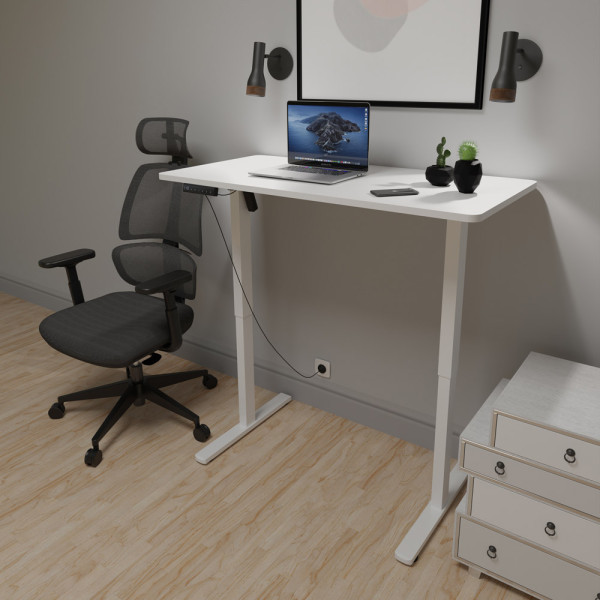 Стіл Mealux PowerDesk Lite White з електрорегулюванням висоти (арт. EVO-201 Lite W/W) - стільниця біла / ніжки білі (коробок-2 шт.)