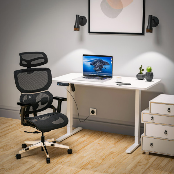 Стіл Mealux PowerDesk Lite White з електрорегулюванням висоти (арт. EVO-201 Lite W/W) - стільниця біла / ніжки білі (коробок-2 шт.)