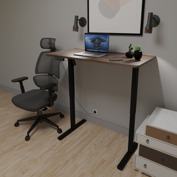Стіл Mealux PowerDesk Lite Walnut з електрорегулюванням висоти (арт. EVO-201 Lite Walnut /B) - стільниця волоський горіх / ніжки чорні (коробок-2 шт.)