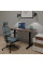 Комплект Mealux PowerDesk Lite Walnut+Leo Air Plus Grey Blue (арт. EVO-201 Lite Walnut/B+Y 546 KBGL) - стільниця дерево / обивка сіро-блакитна (коробок 3 шт.)