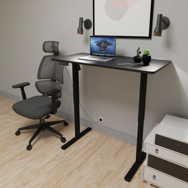 Стіл Mealux PowerDesk Lite XL Black (арт. EVO-202 Lite B/B)   стільниця чорна / ніжки чорні (коробок 2 шт.)