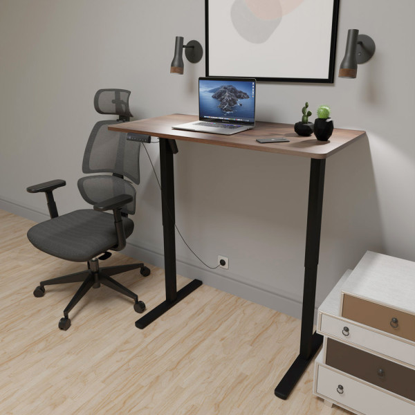 Стіл Mealux PowerDesk Lite XL Walnut (арт. EVO-202 Lite Walnut/B) - стільниця волоський горіх / ніжки чорні (коробок 2 шт.)