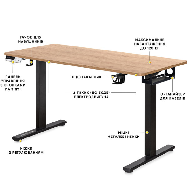 Стіл Mealux PowerDesk Duo Mahogany (арт. EVO-242 Duo Mahogany / B) - стільниця червоне дерево / ніжки чорні (коробок 2 шт.)