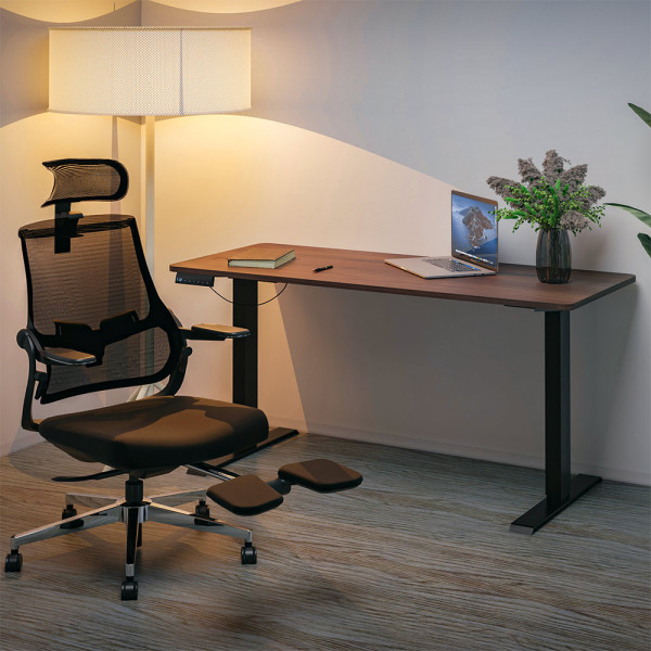 Стіл Mealux PowerDesk Duo Walnut (арт. EVO-242 Duo Walnut /B) - стільниця волоський горіх / ноги чорні (коробок 2 шт.)