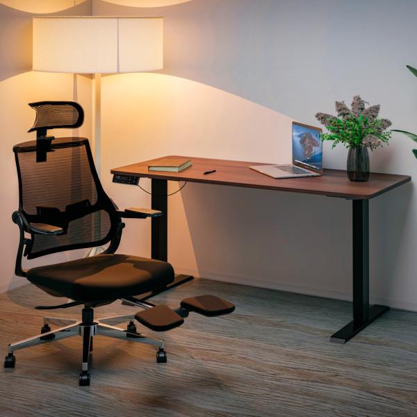 Стол Mealux PowerDesk Duo XL Walnut (арт. EVO-252 Duo Walnut/B) - столешница грецкий орех/ножки черные (коробок 2 шт.)