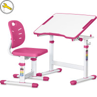 Комплект Evo-kids (стіл+стілець) Evo-03 Ergo Pink (арт. Evo-03 Ergo PN) - стільниця біла / колір пластику рожевий (коробок-1 шт.)