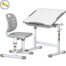 Комплект Evo-kids (стіл+стілець) Evo-05 Ergo Grey (арт. Evo-05 Ergo G) - стільниця біла / колір пластику сірий (коробок-1 шт.)