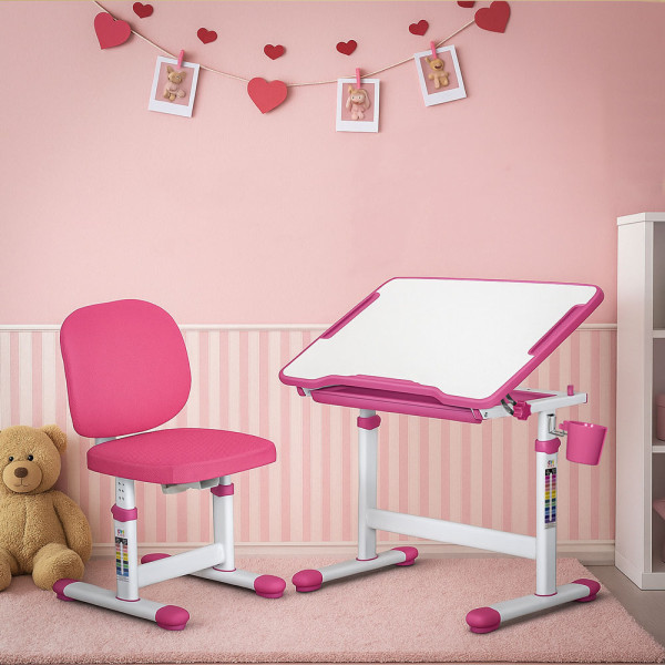 Комплект Evo-kids (стіл+стілець) Evo-06 Plus Pink (арт. Evo-06 Plus PN) - стільниця біла / колір пластика рожевий (коробок-1 шт.)