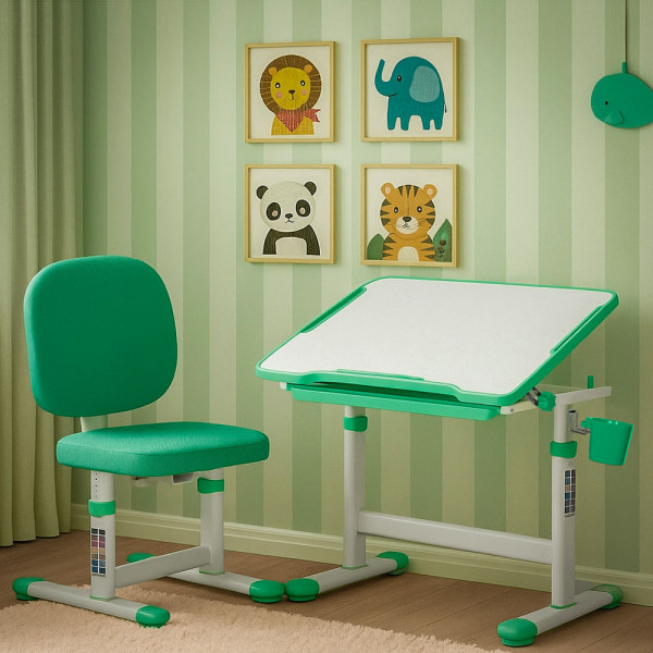 Комплект Evo-kids (стіл+стілець) Evo-06 Plus Green (арт. Evo-06 Plus Z) - стільниця біла / колір пластика зелений (коробок-1 шт.)