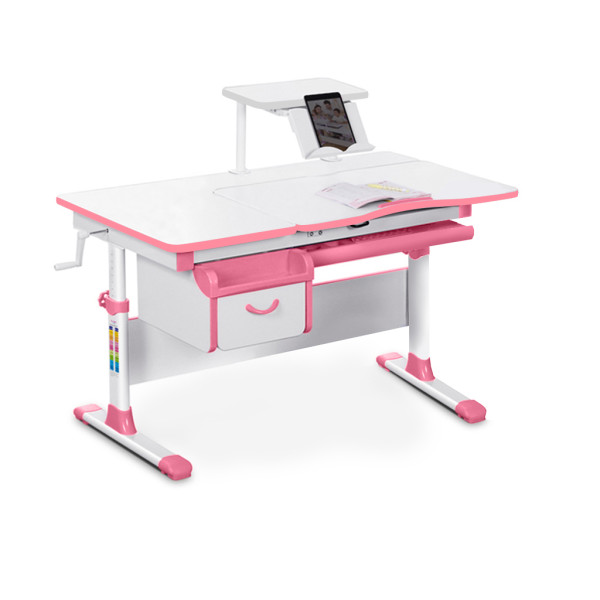 Дитячий стіл Evo-kids (стіл+ящик+полиця) Evo-40 PN (Pink) - стільниця біла / колір пластика  рожевий (коробок-3 шт.)