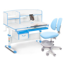 Комплект Evo-kids Evo-50 BL Blue (арт. Evo-50 BL + крісло Y-408 KBL)/(стіл+ящик+полиця+крісло)/ біла стільниця, колір пластика блакитний (коробок-5 шт.)