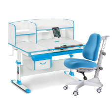 Комплект Evo-kids Evo 50 BL Blue (арт. Evo-50 BL + крісло Y-528 KBL)/(стіл+ящик+полиця+крісло)/ біла стільниця, колір пластика блакитний (коробок-5 шт.)