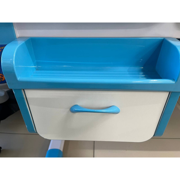Дитячий стіл Evo-kids (стіл+ящик+полиця) Evo-50 BL (Blue) - стільниця біла / колір пластика блакитний (коробок-4 шт.)