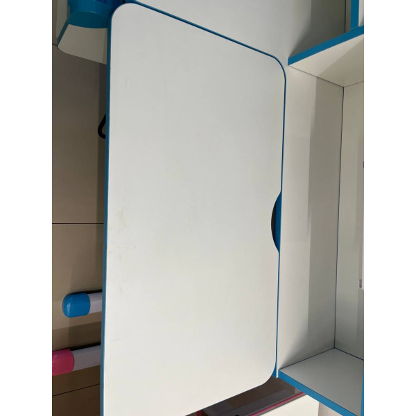 Дитячий стіл Evo-kids (стіл+ящик+полиця) Evo-50 BL (Blue) - стільниця біла / колір пластика блакитний (коробок-4 шт.)