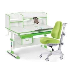 Комплект Evo-kids Evo 50 Z Green (арт. Evo-50 Z + крісло Y-528 KZ)/(стіл+ящик+полиця+крісло)/ біла стільниця, колір пластика зелений (коробок-5 шт.)