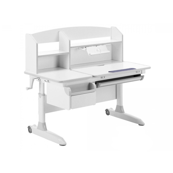 Детский стол ErgoKids Romana W Multicolor (арт. Evo-70 W/MC) - столешница белая / накладки на ножках серые (коробок-2 шт.)
