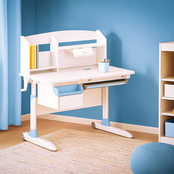 Детский стол ErgoKids Romana W Multicolor (арт. Evo-70 W/MC) - столешница белая / накладки на ножках серые (коробок-2 шт.)