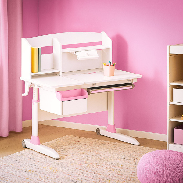 Детский стол ErgoKids Romana W Multicolor (арт. Evo-70 W/MC) - столешница белая / накладки на ножках серые (коробок-2 шт.)