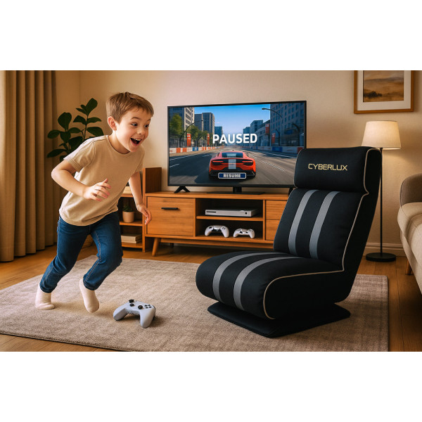 Геймерское кресло GM-06 Black (арт. GM-06 Black) - обивка ткань / черный с серым (коробок 1 шт.)