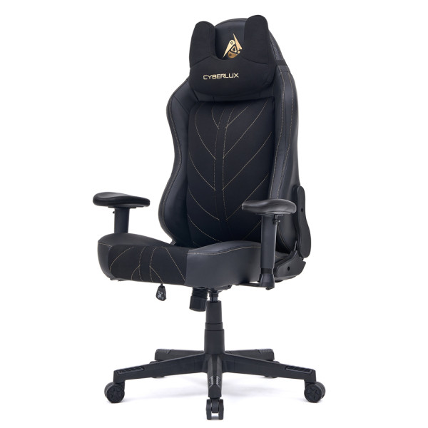 Геймерське крісло Cyberlux Helios Black (арт. GM-204 B) - тканина + екошкіра / колір чорний (коробок 1 шт.)