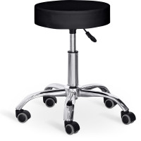 Крісло для майстра Hommex Melisa Black (H-115 Black MR) - оббивка чорна екошкіра / колеса чорні з сірим (коробок-1 шт.)